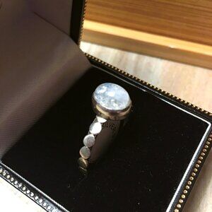 Women's Ring Blue Fire Moonstone Sterling Silver Bubble Solitaire Ring Sz 10 NWT